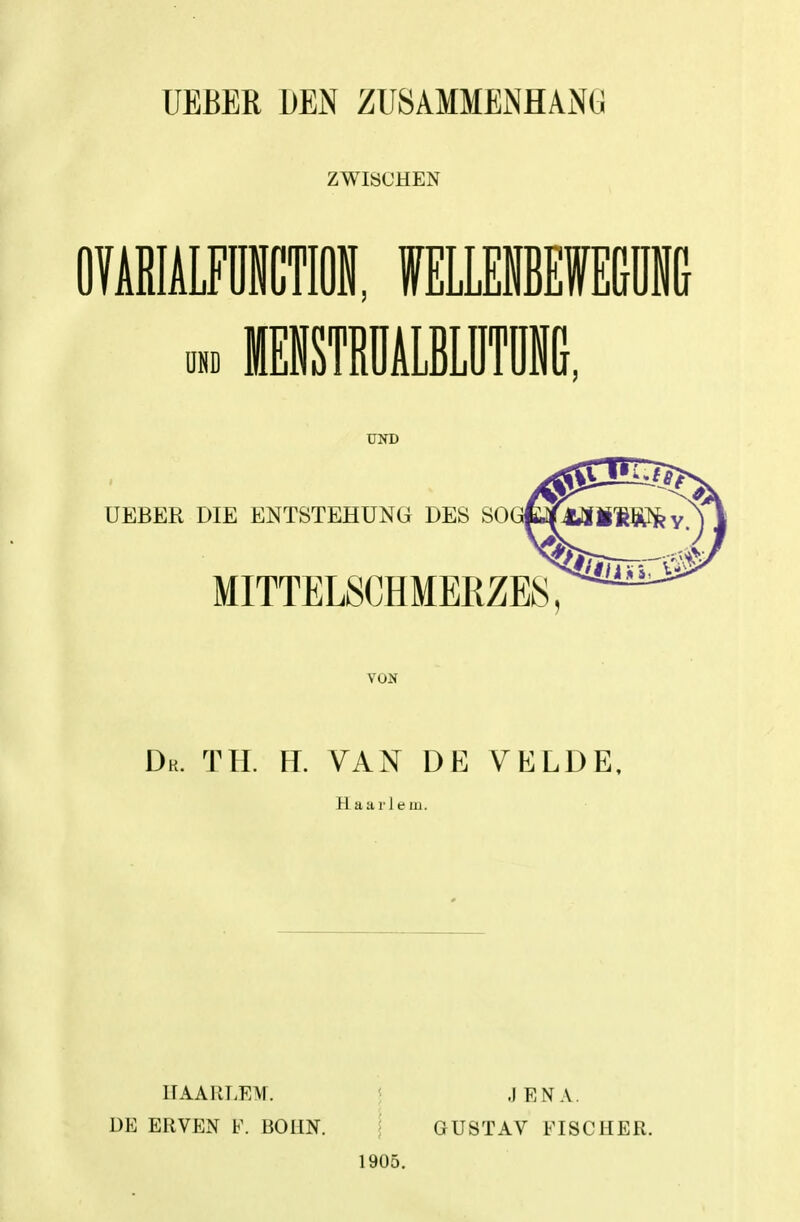 UEBER DEiN ZUSAMMEiNHANö ZWISCHEN VON Dk. tu. R. VAX DE VELDE, Haar lern. IIAAIIT.EM. DE ERVEN F. BOIIN. < I 1905. J EN A. GUSTAV FISCHER.