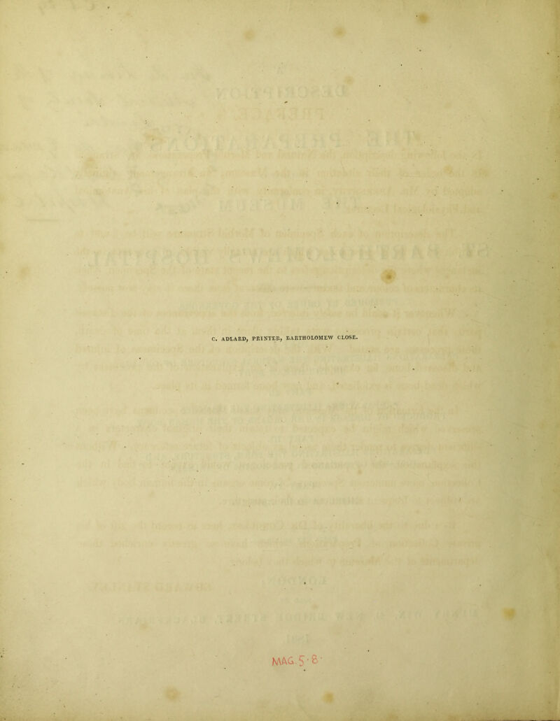 C. ADLARD, PRINTER, BARTHOLOMEW CLOSE. MASS'S’