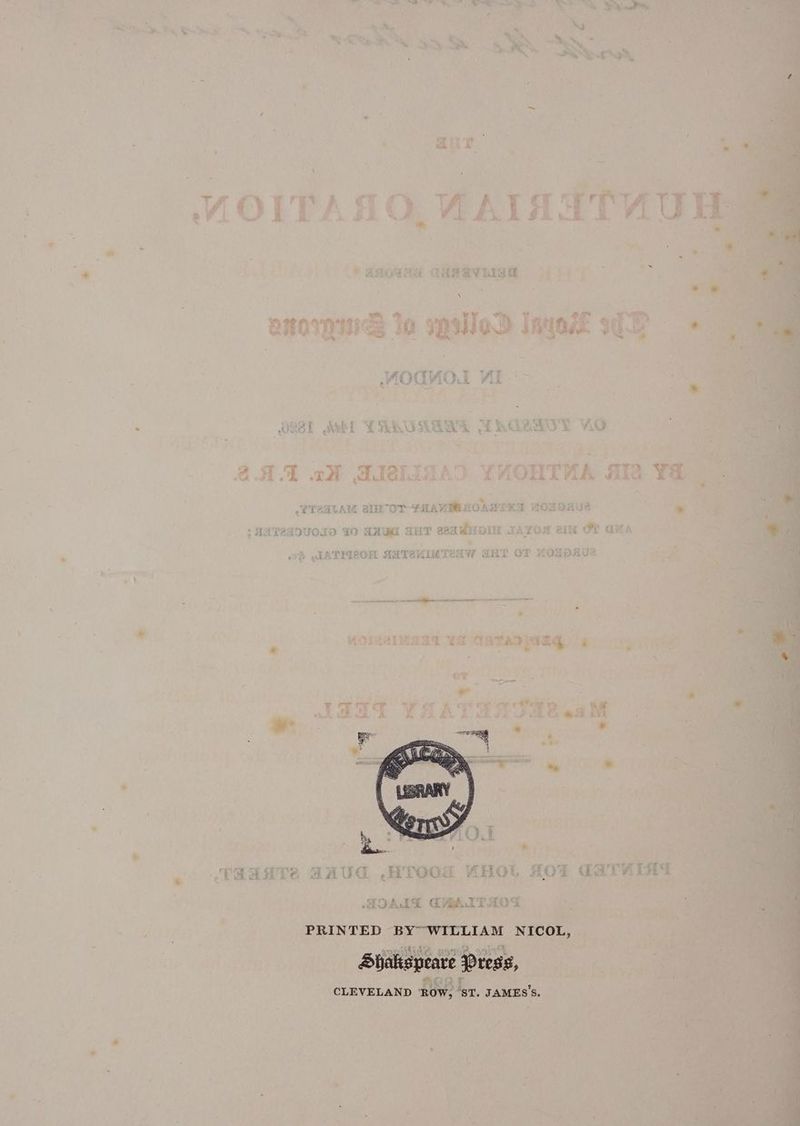 PRINTED BY WILLIAM NICOL, HShakspeare Press, CLEVELAND ‘ROW, ST. JAMES'S.