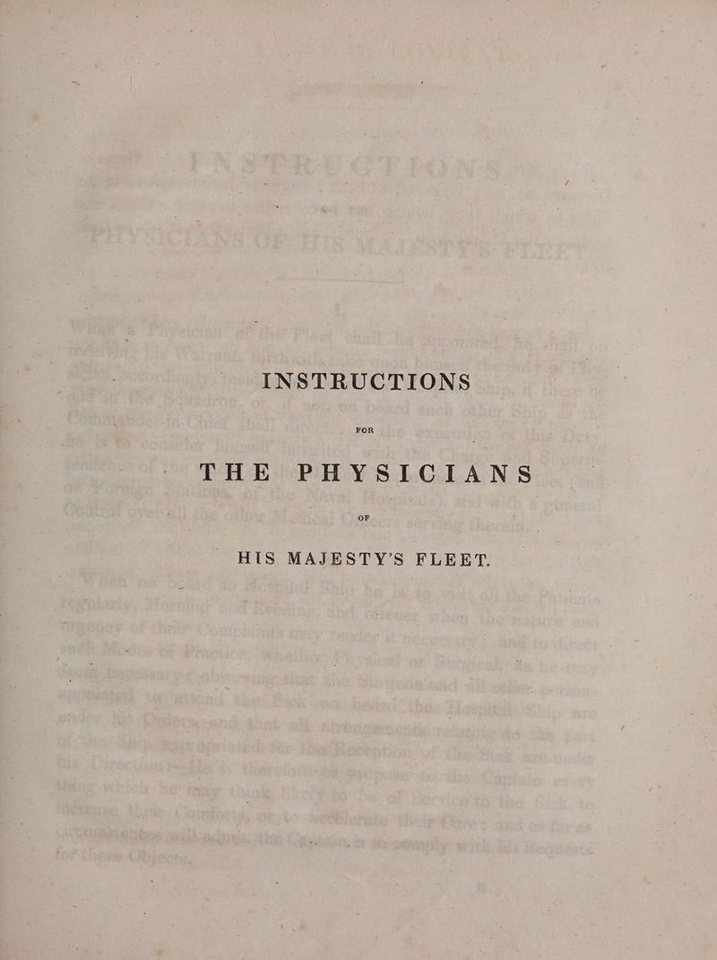 INSTRUCTIONS FOR THE PHYSICIANS OF HIS MAJESTY’S FLEET,