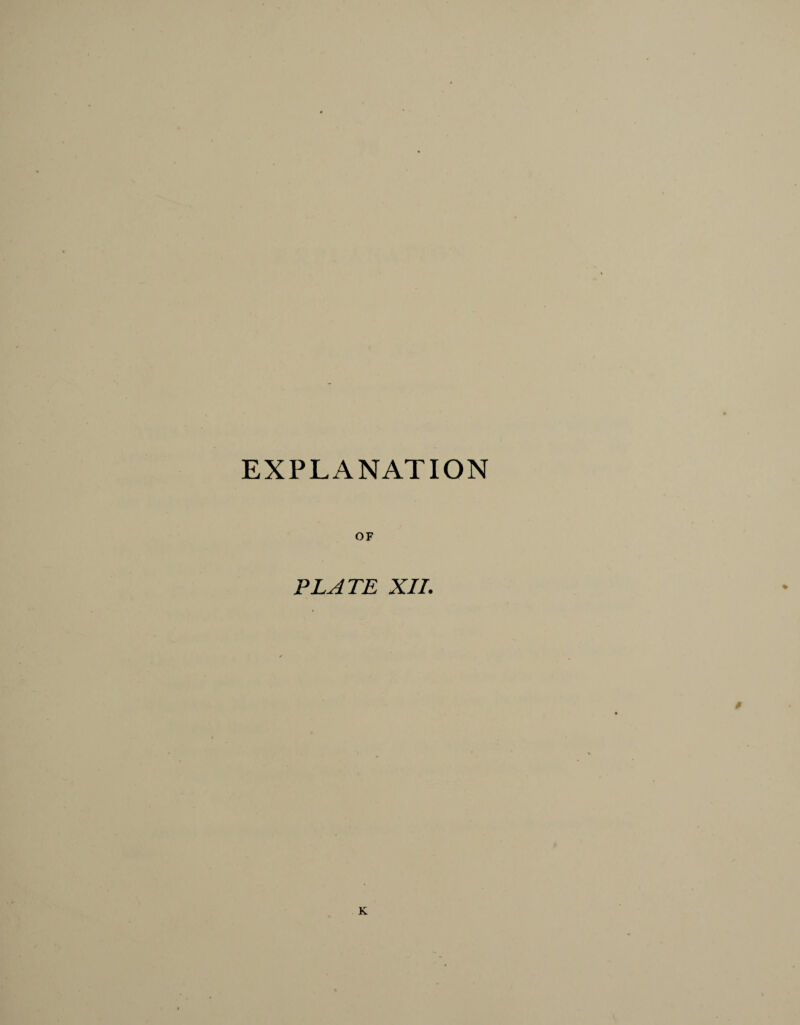 EXPLANATION OF PLATE XII. 0 K