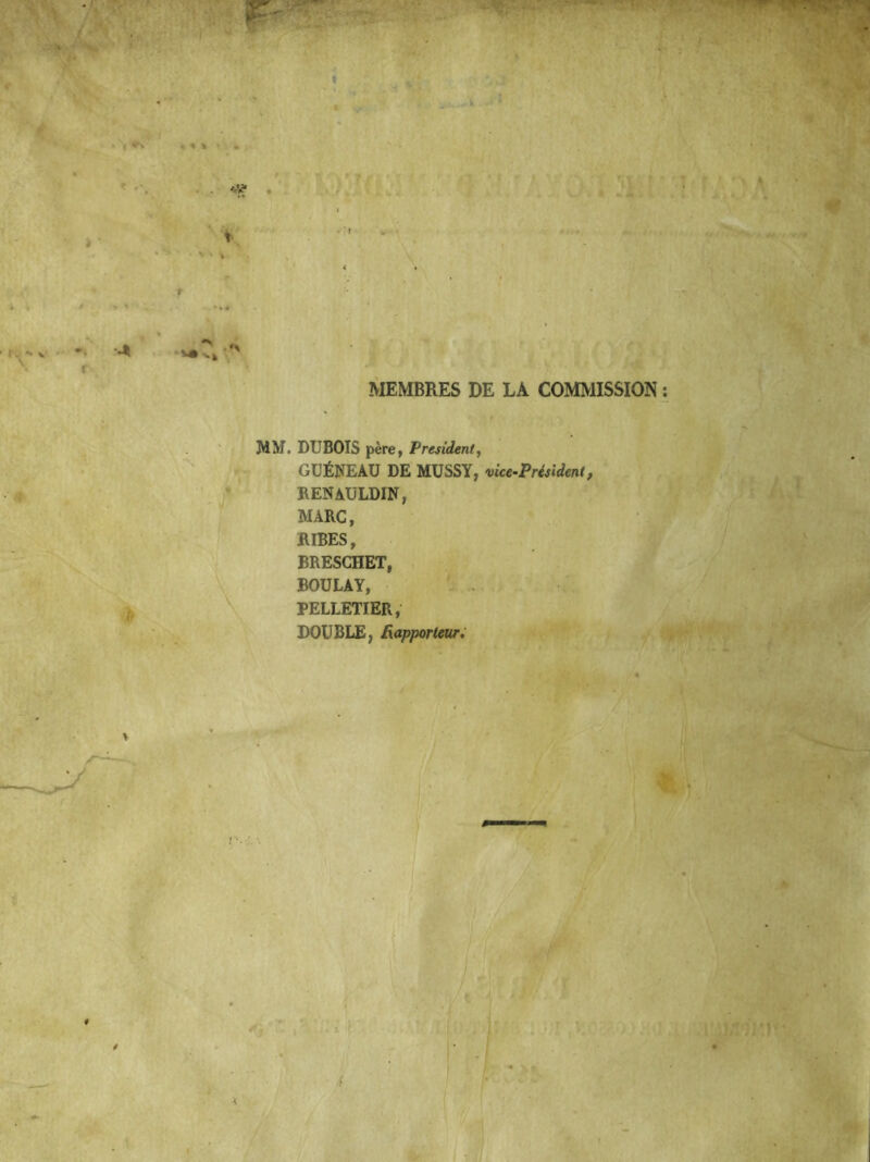 v- « » * * • ' \ r. -* v \ ’ • \ - -i MEMBRES DE LA COMMISSION : MM. DUBOIS père, President, GUÉNEAU DE MUSSY, vice-Président, RENAULDIN, MARC, RIBES, BRESCHET, BOULAY, PELLETIER, DOUBLE, Rapporteur.