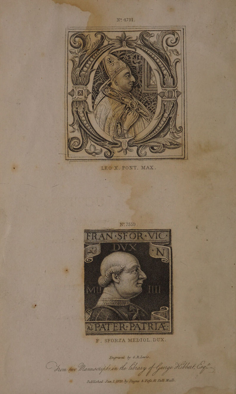 i F. SFORZA MEDIOL. DUX. : Li ngraved by G.R.Lewes j : Zit Yip fue WA necro /sa aie vA thay is Sibel - Published San, 11829; by Payne &amp; Fafett Pall Mall. ‘ % Es re