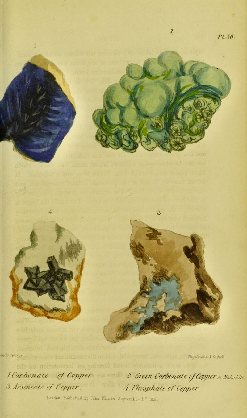 2 fl.56. A wjvby Jfffrroy. Jvnyelr?uir..n & Go.Uth / Car ben a/e oj Copper. 2. Green Carbonatfe of Copper rrMaiachn. <> Ar.senurJe of Copper 4. Phosphate of Copper. Xanaen. hiilisiied iy Join Wits on September l.*1-JA81.