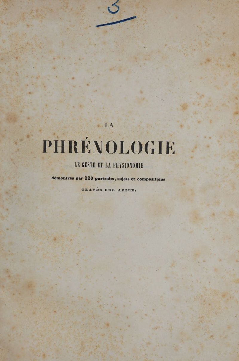 PHRÉNOLOGIE LE GESTE ET LA PHYSIONOMIE démontrés par 120 portraits, sujets et compositions GRAVES SUR ACIER.