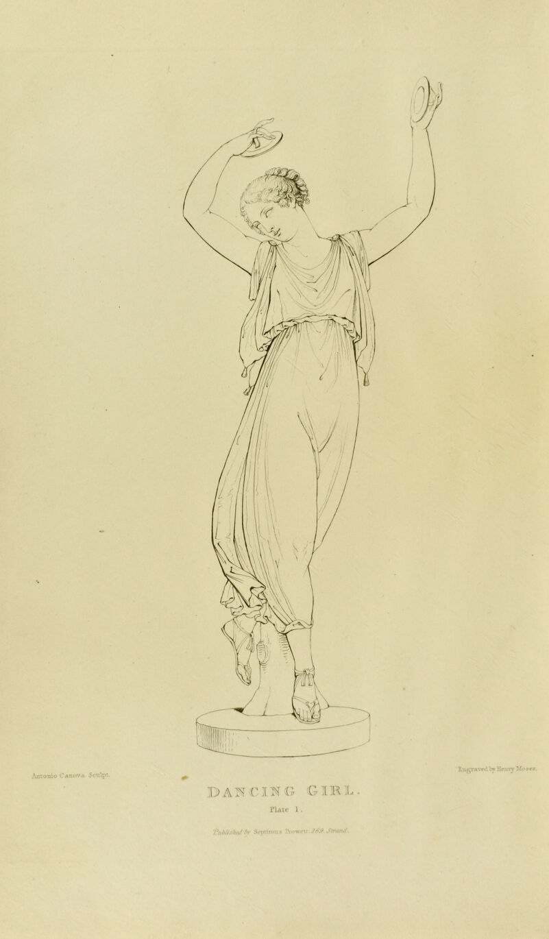 Antonio Canova Sculpt. ^ 15 AN C IN G GIRL. In graved by Hraxy Moses. Plate 1. lVowrti