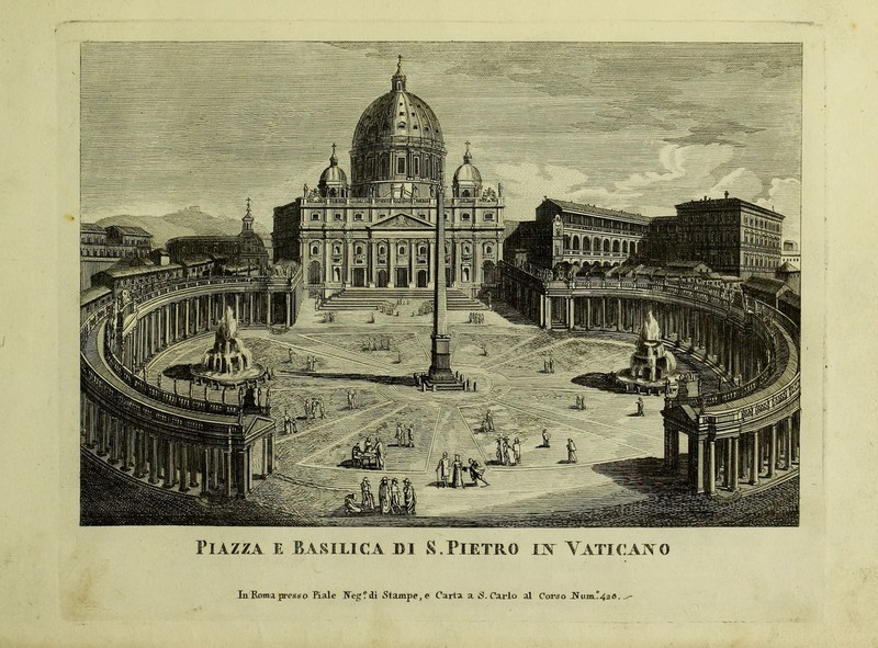 Piazza e Basilica di S.Pietro la Vaticano IaRoma presso Piale Negfdi Stampe, e Carta a iS. Carlo al Corso a.