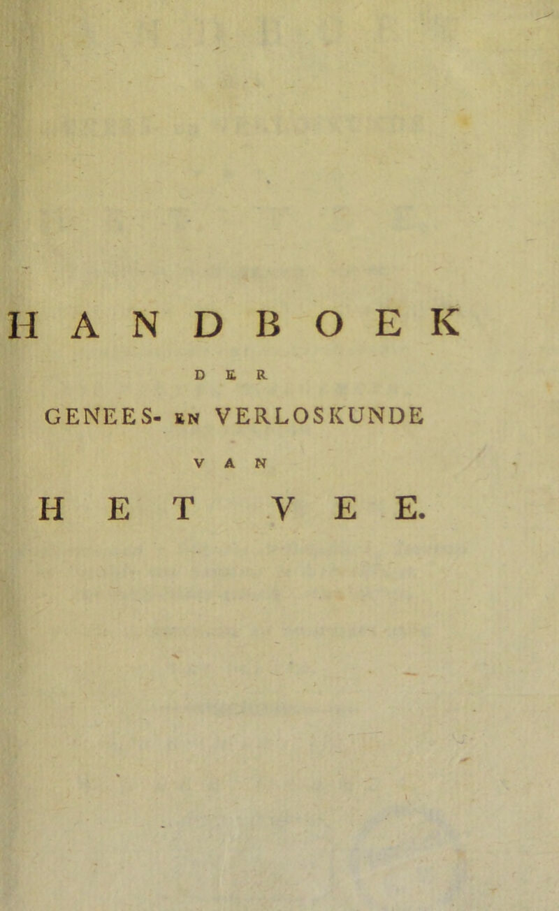 HANDBOEK DER GENEES- en VERLOSKUNDE VAN HET VEE.