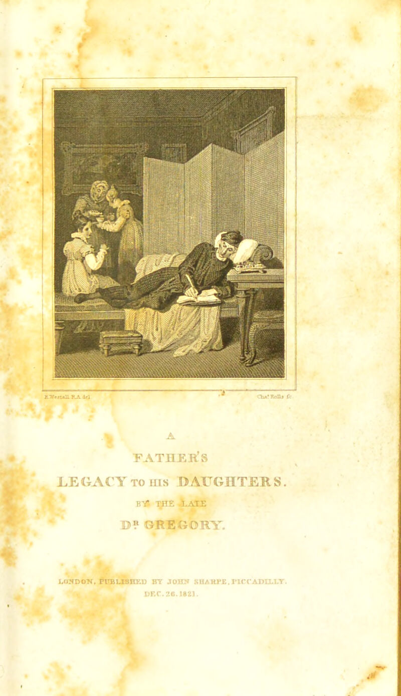 A father's LEGACY to ms DAUGHTERS. R'fl TJTE A ATE D? GREGORY. I.OSDOK, PUBLISEKD BY .10IIN SIIAIU'E. P1CCAOIIJ.T DF.C.2B.IB21.