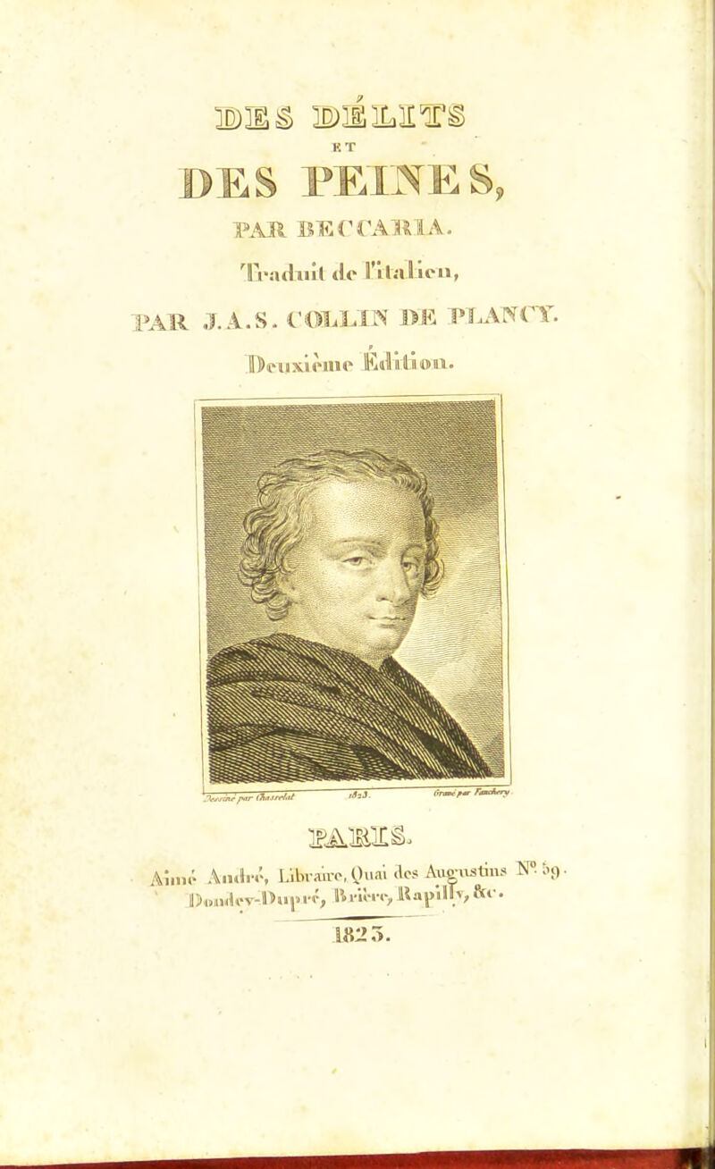 DES PEim^, PMI BJECTAllIA. 'IradiiiC do l'ilalieii, PAR J.A.S. COLUH 1>E PLAI^CY. •„,»■ A.kI.-Ô, Libraivo, yuai des Am-iistiiis W;>9- 1825.