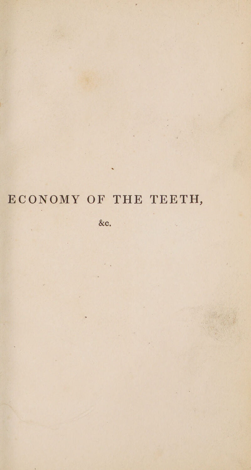 ECONOMY OF THE TEETH, &amp;e,