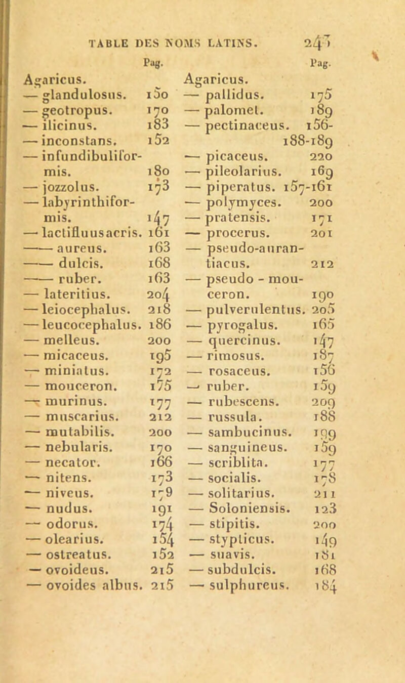 Agaricus. Pag. Agaricus. Pag. — glandulosus. i5o — pallidus. 175 — geotropus. 170 — palomet. V89 — ilicinus. i83 — pectinaceus. i56- — inconstans. l52 188 -189 — infundibulil'or- •— picaceus. 220 mis. 180 — pileolarius. 169 — jozzolus. »73 — piperatus. 187 -i6t — labyrinthifor- >4.7 — polymyces. 200 mis. — pratensis. I7I —• laclifluusacris. 161 — procerus. 201 aureus. i63 — pseudo-auran- dulcis. 168 tiacus. 212 ruber. ifi3 — pseudo - mou- — lateritius. 204 ceron. ÏQO — leioceplialus. 218 — pulverulentus. 2o5 — leucocephalus. 186 — pyrogalus. i65 — melleus. 200 — quercinus. '47 — micaceus. ig5 — riraosus. 1S7 — minialus. 172 — rosaccus. i5t> — raouceron. i75 —• ruber. i5y —- murinus. 177 — rubescens. 209 — muscarius. 212 — russula. 188 — mutabilis. 200 — sambueinus. '99 — nebularis. 170 — sanguineus. i5g — necator. 166 — scriblita. '77 — nitens. 173 — socialis. 178 — niveus. 179 — solitarius. 211 — nudus. ‘91 — Soloniensis. 123 — odorus. 174 — stipitis. QOO — olearius. 154 — styplicus. '49 — ostreatus. i52 — suavis. 1S1 — ovoideus. 2i5 — subdulcis. 1G8
