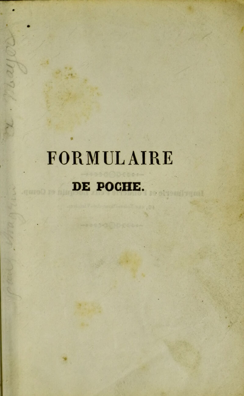 FORMULAIRE DE POCHE.