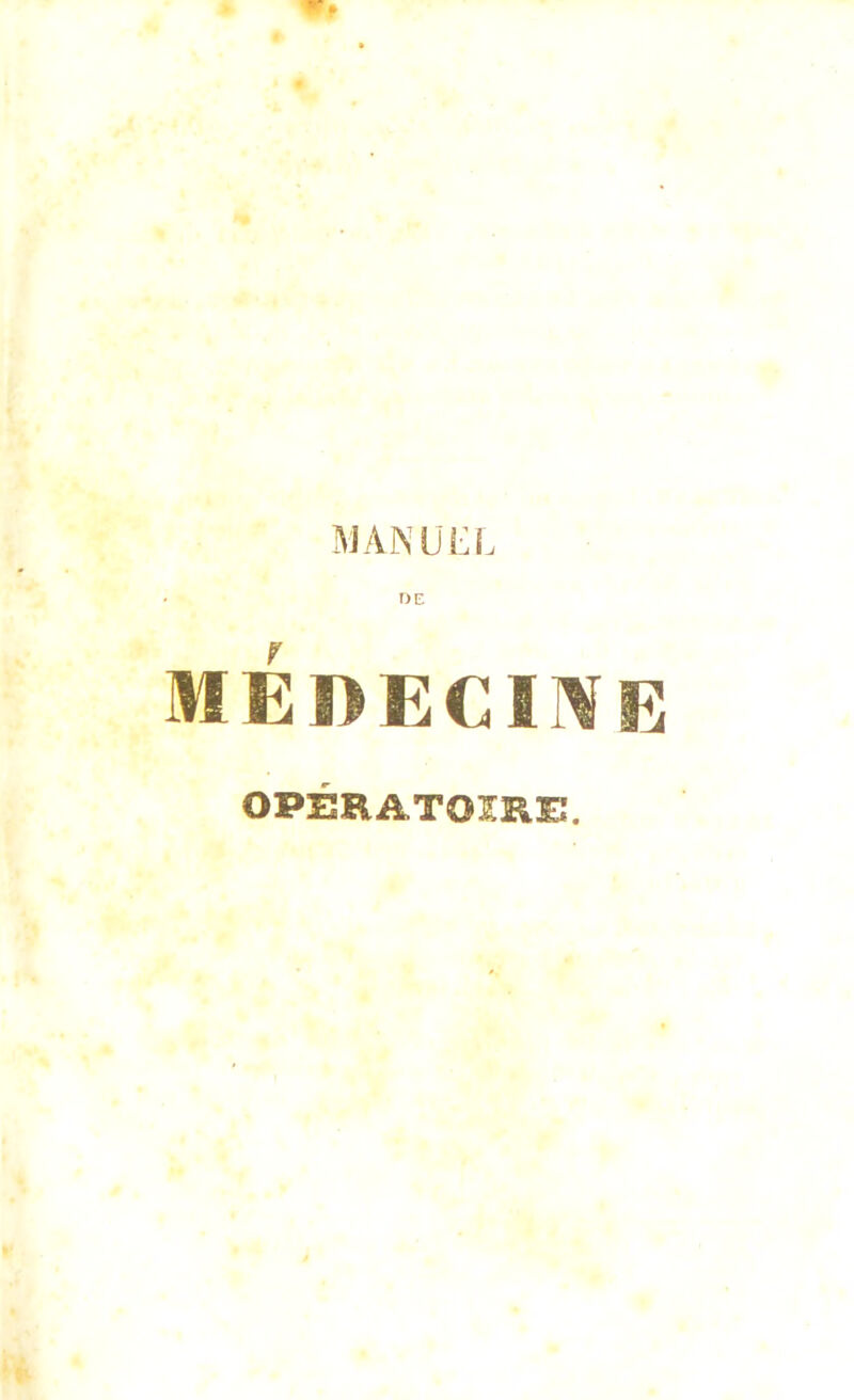 MANUEL M É DECIME OPERATOIRE.