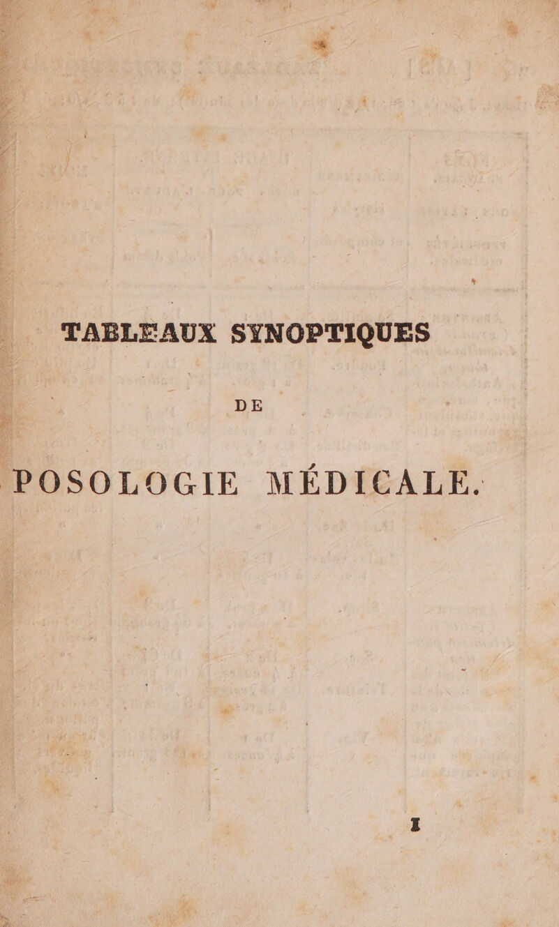 TABLEAUX SYNOPTIQUES à DE POSOLOGIE MÉDICALE.