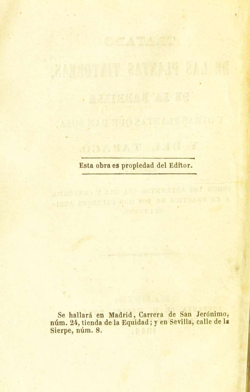 Esta obra es propiedad del Editor. Se hallará en Madrid, Carrera de San Jerónimo, núm. 24, tienda de la Equidad; y en Sevilla, calle de la Sierpe, núm. 8.