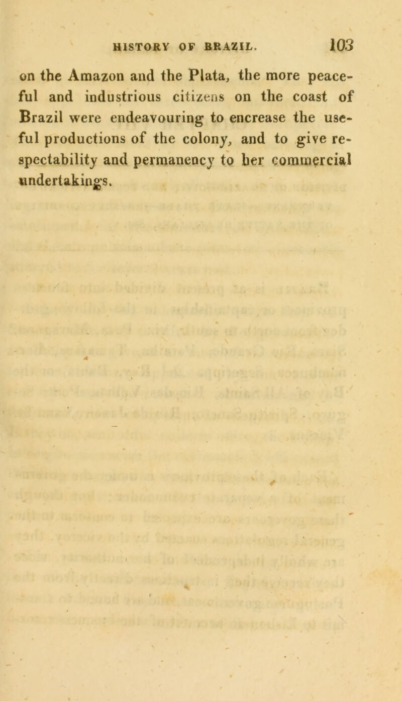 on the Amazon and the Plata, the more peace- ful and industrious citizens on the coast of Brazil were endeavouring to encrease the use- ful productions of the colony, and to give re- spectability and permanency to her commercial undertakings. *