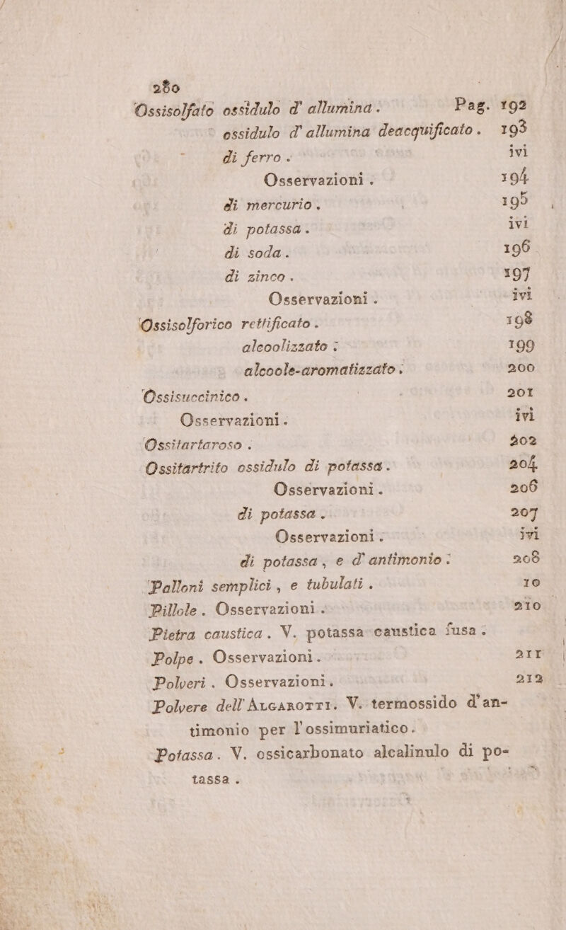 è Ossisolfato ossidulo d' allumina. Pag. © ossidulo d' allumina (RRITEIO * di potassa. i di soda. (Ossisolforico rettificato . aleoolizzato è alcoole-aromatizzato . Ossisuccinico . 'Ossitartaroso . Ossitartrito ossidulo di potassa. di potassa . di potassa, e d' antimonio : Palloni semplici, e tubulati . Pillole. Osservazioni . Pietra caustica. V. potassa caustica fusa. Polpe. Osservazioni. Polveri. Osservazioni. Polvere dell'ALcarortI. V. termossido d'an- timonio per l’ossimuriatico. 192 193 ivi 195