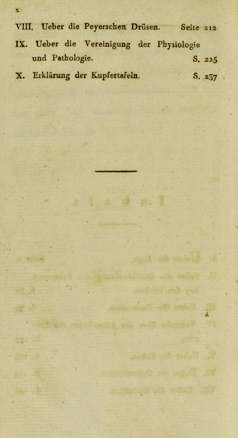 IX* Ueber die Vereinigung der Physiologie und Pathologie. S. 225 X. Erklärung der Kupfertafeln. S. 237