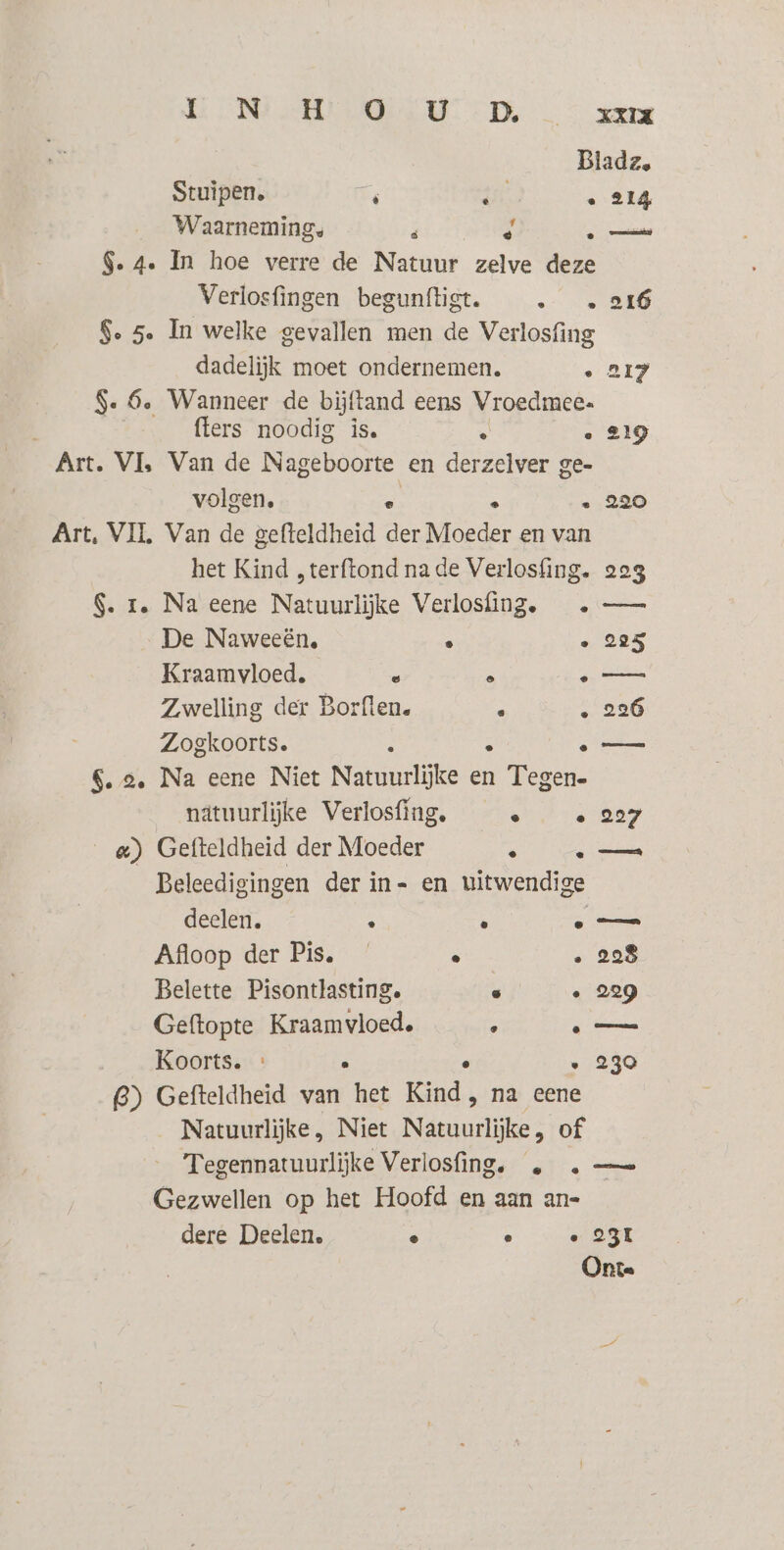 BONSEN CD 5 an Bladz. Stuipen. 7 iN . 214 Waarneming. e a S. 4. In hoe verre de en zelve deze Verlosfingen begunftigt. aai S. 5. In welke gevallen men de Verlosfing dadelijk moet ondernemen. . 217 S- 6. Wanneer de bijftand eens Vroedmee. flers noodig is. ì . 219 Art. VL. Van de Nageboorte en derzelver ge- volgen. . 220 Art, VII, Van de gefteldheid der hade en van het Kind „terftond nade Verlosfing. 223 S. 1. Na eene Kehnuinke Verlosfing. De Naweeën, . . 225 Kraamvloed, e e ——— Zwelling der Borflen. s . 226 Zogkoorts. à —— $. 2. Na eene Niet A en Embe nätuurlijke Verlosfing ers dar «) Gefteldheid der Moeder 7 a Beleedigingen der in- en uitwendige deelen. 48 à ee — Afloop der Pis. . . 228 Belette Pisontlasting. . . 229 Geftopte Kraamvloed. : a Koorts. : . . 230 @) Gefteldheid van het Kind, na eene Natuurlijke, Niet Natuurlijke, of Tegennatuurlijke Verlosfing. …— Gezwellen op het Hoofd en aan an- dere Deelen, . ° . 231 Onte