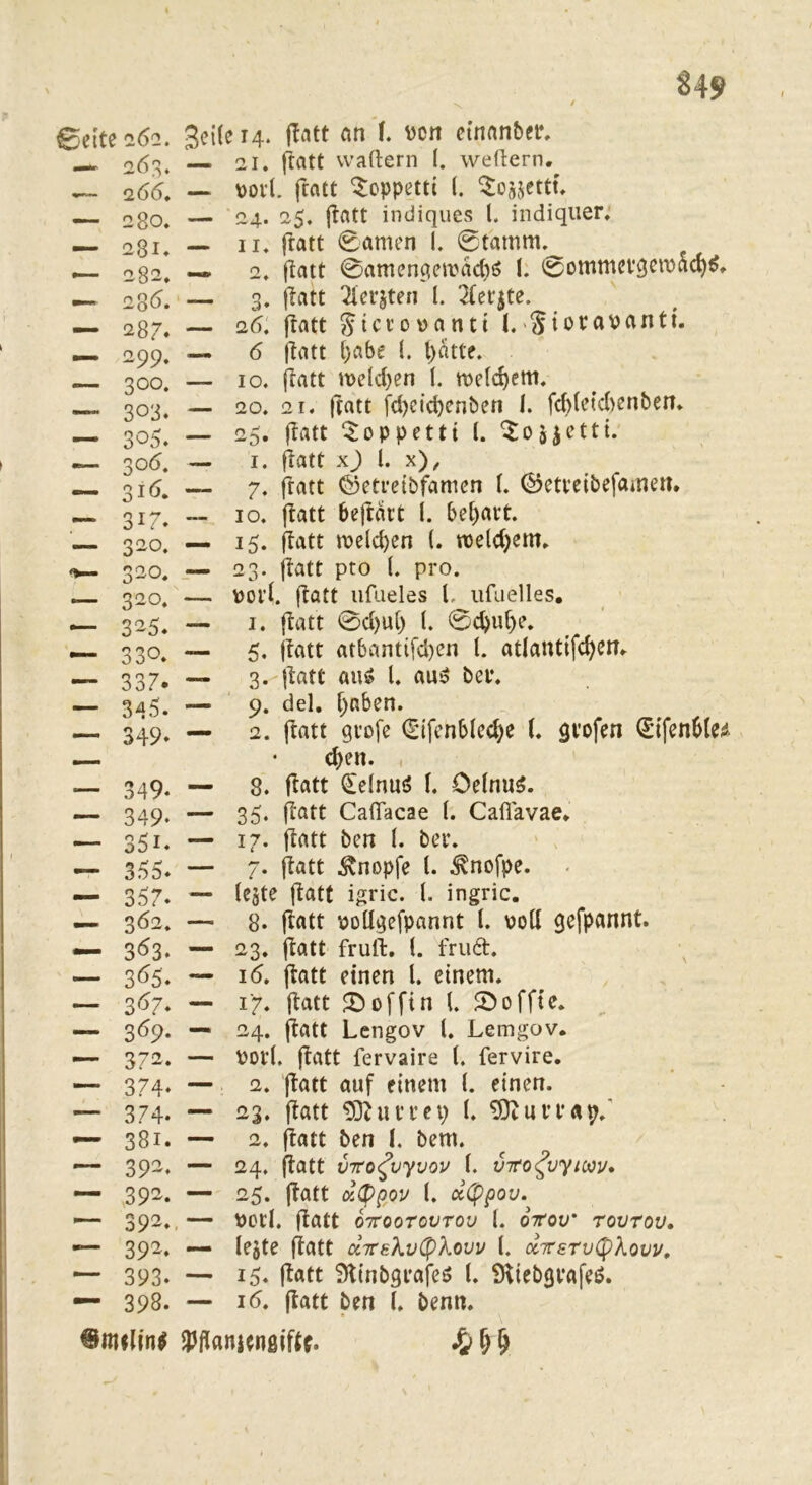 M9 0eite 161. — 263. -— 2(55. — 280. — 281* — 282. -- 285. — 287* — 299. — 300. — 303. — 305. — 305. — 31^* — 317. — 3^^o. 3^0* — 320. — 325. — 330. — 337. — 345. — 349. 3ei(ei4. flatt m l ^cn ctnan&er. 21. ftatt vvaftern (. weflern. — t)Ov(. ftatt ^oppetti (. ^ü^jettt. — ‘24. 25. ftatt indiques l. indiqiier/ — II. ftatt 0amen l. @tainm._ —. 2. ftatt 0amen(tcwact)ö I: 0ommci’3cröac^^. '— 3. ftatt 2icr§ten l. 2(er^te. — 25. ftatt ^ici’ovanti I.'Sioravanti. — 5 ftatt t)abe l. l)ätte. — IO. ftatt tt>e(d)en l. tt)eld)em. — 20. 21. ftatt [d)e(c^ent)en I. fcf)fe(cf>enben. — 25. ftatt ^oppetti l. Zo^^ctti: — I. ftatt k) L x), — 7. ftatt ©eti’ctbfamcn f. ©etveibefamen. — IO. ftatt beftart l. begatt. — 15. ftatt n?elcben (. roddjem. 23. ftatt pto (. pro. — Dorf, ftatt iifueles l. ufuelles. — I. ftatt 0d)u() 1. 0d)u[)?. — 5. ftatt atbantifd)cn l. atlantifc^cn. — 3. ftatt auö l. auö bei*. — 9. del. f)aben. — 2. ftatt gi’ofc €ifcnble4)e (. 91’ofcn ^tfenbfej^ mim Ul/Vfl* t — 349‘ 8. ftatt (Eefnuö f. Celnu^. — 349‘ — 35‘ Itatt Caflacae f. Caflavae. — 351. — 17. ftatt ben (. ber. ' . — 355* — 7* f^^tt Knopfe l. ^nofpe. — 357* — ftatt igric. l. ingric. — 352. — 8* ftatt \)0Ü9efpannt I. wod ^cfpannt. — 353. — 23. ftatt fruft. (. friK^t. — 355. — i5. ftatt einen l. einem. — 3^7* — i'7* ftatt 2b offin l. Sboffie. — 359. — 24. ftatt Lengov l. Lemgov. — 372. — oorl. ftatt fervaire 1. fervire. — 374. —. 2. ftatt auf einem i. einen. 374* — ^3» ftatt ^Ul’rep l. ^urr«p.' — 381. — 2. ftatt ben I. bem. 392. — 24. ftatt v7ro<^vyvov i. vifo^vyioov* — 392. — 25. ftatt l. d^pov, — 392.,— oorl. ftatt oTToorovrov l. oVoic rovrov, — 392, — lejte ftatt ditEXvdp'kovv i. ditsTvClpKovv, ^ 393. — 15« ftatt Slinbgrafeö 1. Stiebgrafeö. • 398. — i5. ftatt ben l. benn. €im$lin^ fPfianitnsiftt.