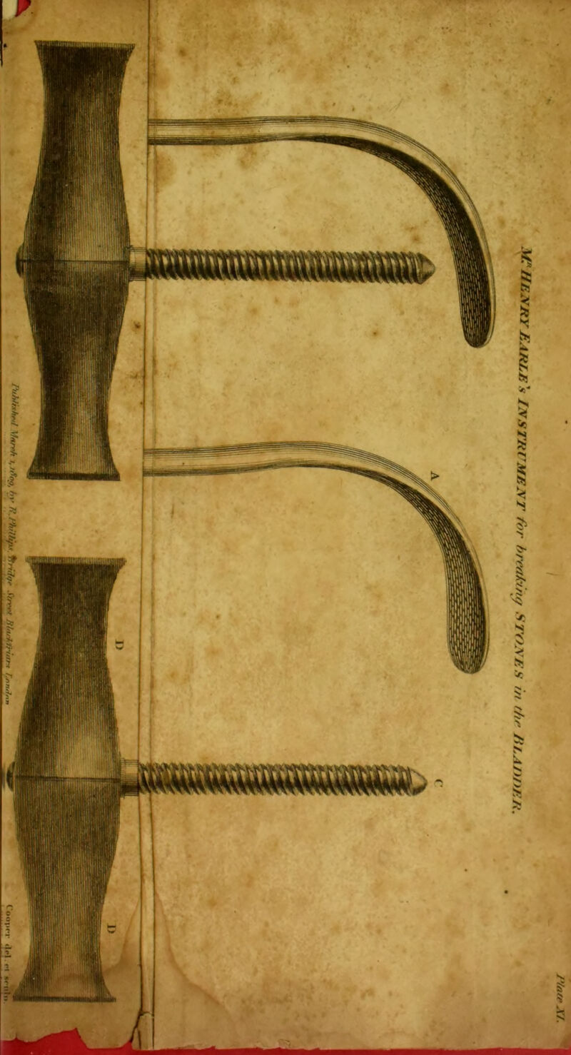 M. Henry Earle's Instrument for breaking stones in /hr Hla/)J)ER.