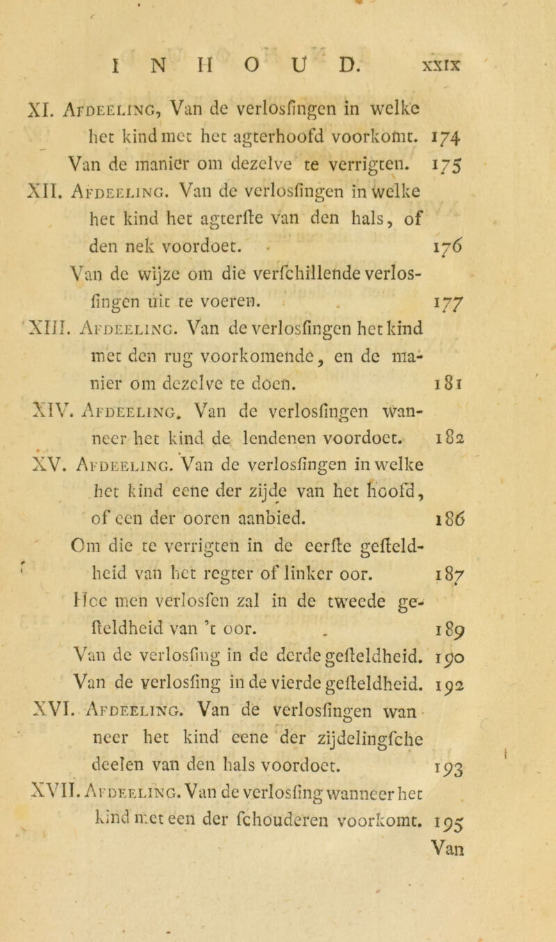 XI. Afdeeung, Van de verlosfmgcn in welke bet kind met het agterhoofd voorkomt. 174 Van de manier om dezelve te verrigten. 175 XII. Afdeeung. Van de vcrlosfingen in welke het kind het agterfle van den hals, of den nek voordoet. . 176 Van de wijze om die verfchillende verlos- lingcn uit te voeren. . 177 XIII. Afdeeung. Van de verlosfmgcn het kind met den rug voorkomende, en de ma- nier om dezelve te doen. 181 XIV. Afdeeling. Van de vcrlosfingen wan- neer het kind de lendenen voordoct. 182 • t . XV. Afdeeling. Van de vcrlosfingen in welke het kind eene der zijde van het hoofd, of een der ooren aanbied. 186 Om die te verrigten in de ecrfle gefield- f ■ heid van het regter of linker oor. 187 Hcc men verlosfen zal in de tweede ge- fleldheid van ’t oor. . 189 Van de verlosfing in de derde gefleldheid. 190 Van de verlosfing in de vierde gefleldheid. 192 XVI. Afdeeling. Van de vcrlosfingen wan neer het kind eene der zijdelingfche deden van den hals voordoet. 193 XVII. Afdeeling. Van de verlosfing wanneer het kind met een der fchouderen voorkomt. 195 Van