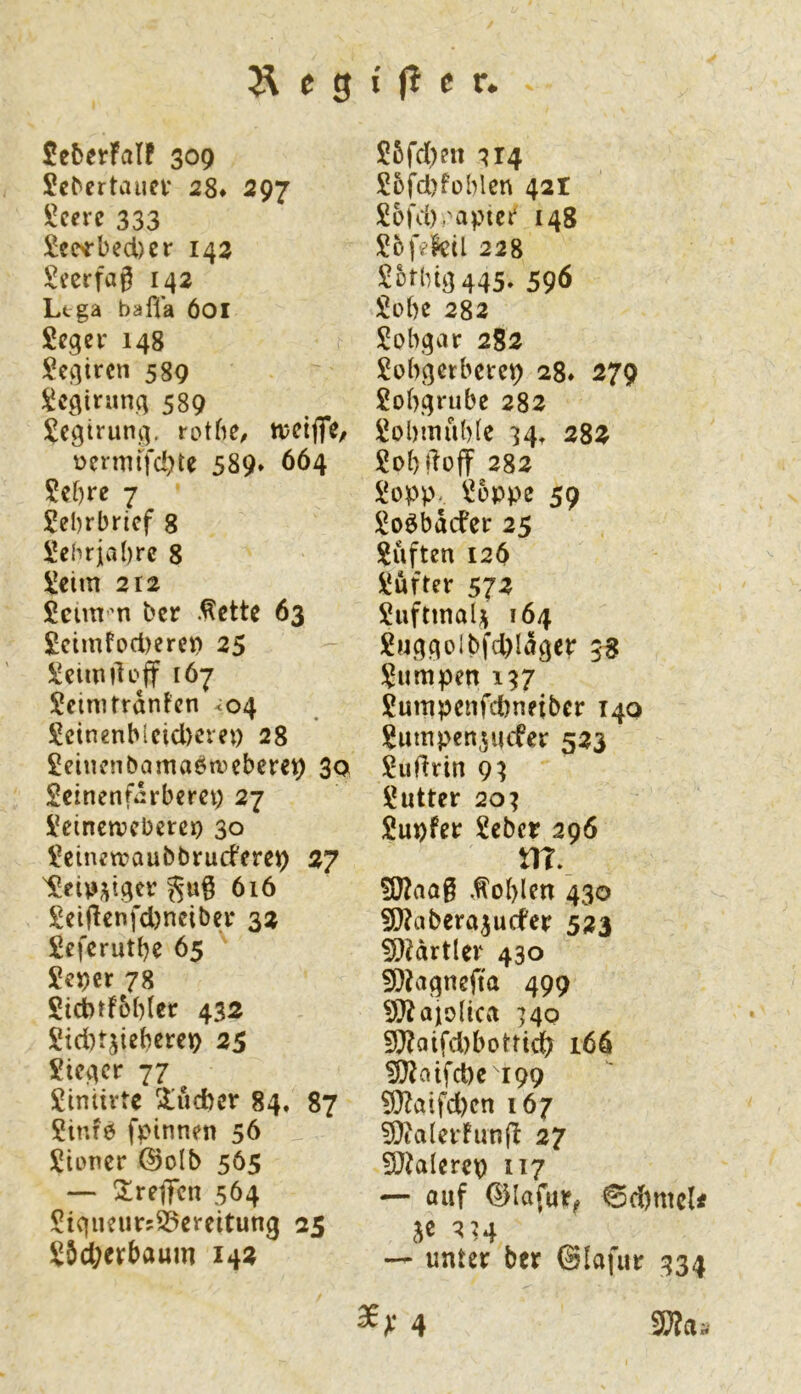 £c5erFaIf 309 Sc^crtauel• 28» 597 ü!cere 333 £ee<-bed)cr 142 JÜeerfag 142 Ltga bafla 601 Scger 148 Sciitrcn 589 JÜc^irnnc; 589 Scgtruni]. rotfiC/ tvctflTC/ bcrmifd)te 589* 664 Scbre 7 Lehrbrief 8 Lehrjahre 8 ^eim 212 Scim'n ber .^ette 63 £cimfoci)eret) 25 !^cumlcff 167 ScinitrönFcn <04 £cinenblcid)crep 28 Seincnöama^n^eberet) 30 Sctnenfiirbcret) 27 Sfeinctvcberei) 30 Hcinetraubbrucfereii) 27 616 £ei(lenfd)nciber 32 Seferutbe 65 ^ JcDer 78 Stcbrf6b(er 432 Sid)tjieber€9 25 Siccicr 77 Siniivte 3!ud)cr 84. 87 5infö fpinnen 56 Sioncr @o(b 565 — 2;refrcn 564 i^iqimirs^eireitung 25 !^5cl;erbaum 142 56fd)?n ^14 S5fd)foblcn 421 SoiVb.apict* 148 228 !25thtq445. 596 Sübc 282 !i!ob3ar 282 Sobqcrbctc^ 28» 279 Sobqrube 282 gobinuble 34, 282 j^obdoff 282 !^opp- ^üppe 59 lüoöbatfcr 25 duften 126 !^ufter 572 SuftinaU 164 S»q.qolbfd)laqer 5s Sumpen 137 ?umpcnfd)neibcr 140 gumpen^uefer 523 Suffrin 93 l^utter 203 Supfer £ebcr 296 trr. 50?aag ,toI)len 430 fO^abera^uefer 523 üilidrtler 430 5D?aqnefta 499 ^ajolica 340 !Wciifd)botrici(> 166 !D?atfd)c 199 93?aifd)cn 167 fQialet'hmfl 27 Wlakwi) 117 — auf ©lafur^ 6d)mcU — unter ber ©lafur 334