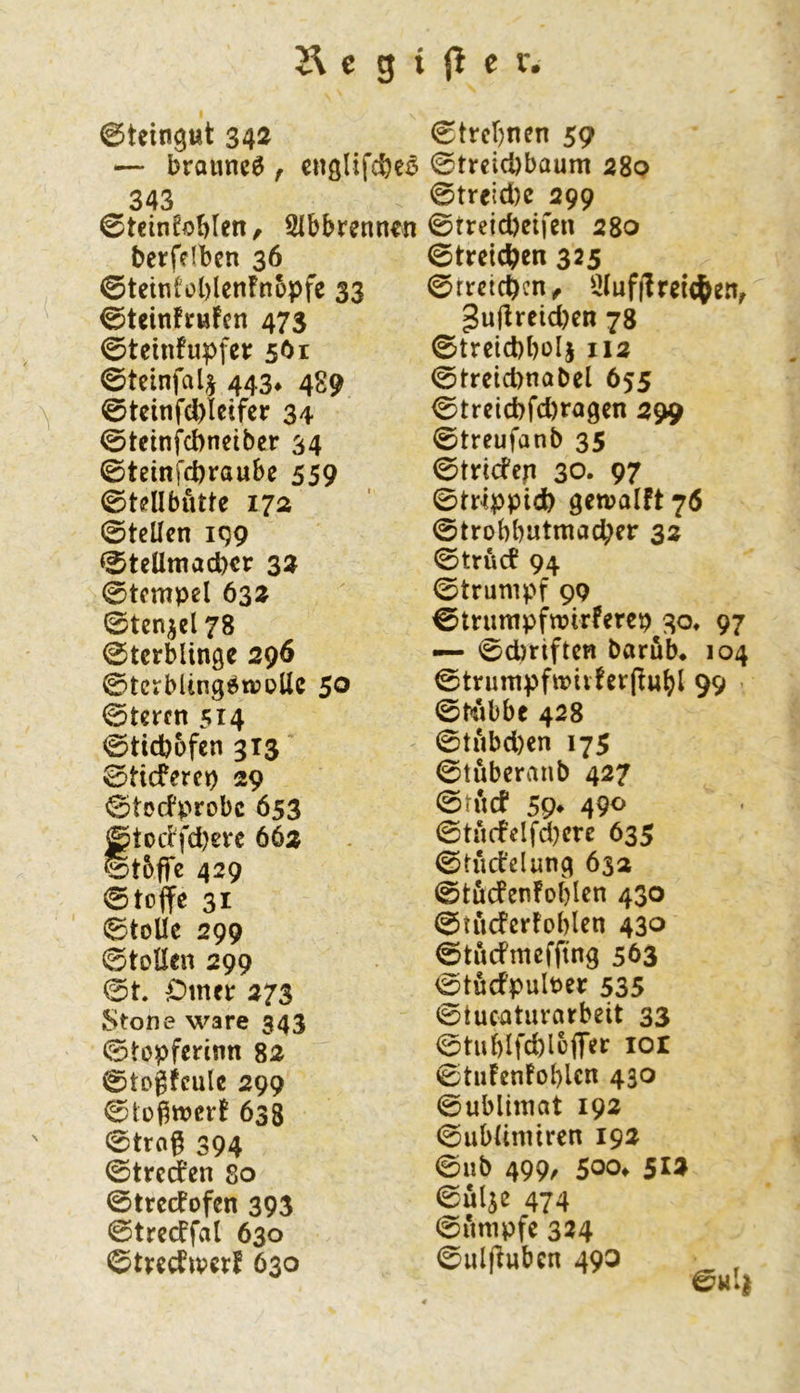 ©teingwt 342 0trcr)nen 59 — braune^ f cnglifcbe^ ©trcicbbaum 280 343 0trcid)c 299 0tcinfobIen# Slbbrennen 0treid)eifen 280 bcrfelbcn 36 0tein{ol)lcn!nopfc 33 0teinfrwfcn 473 0tcinfupfei; sör 0tcinfal^ 443* 489 0tcinfcl)lccfcr 34 0teinfcbneibcr 34 0teinfcbraube 559 0t«flIbutte 172 0tcUen ICJ9 0tellmad)€r 32 0tcmpel 632 0tcnjel 78 0tcrblinge 296 0tcrbUng^n?c>Uc 50 0tcrcn 514 0tid)6fcn 313 0ttcfercp 29 0tocfprobc 653 0toiifd)ere 662 0t5ffc 429 0to(fc 31 0toUe 299 0toücn 299 0t. Omtt 273 Stone wäre 343 0topferinn 82 0togfculc 299 0tüßwerf 638 0trag 394 0tredfcn 80 0trccfofcn 393 0trecffa( 630 ^txidmxt 630 0treic^en 325 0rrctc6en^ 2Juf|lrei*4^en^ ^udreid)cn 78 0treid)l)üIj 112 0treid)nabel 655 0trcicbfd)ragen 299 0treufanb 35 0trtcfcn 30. 97 0twppidb gen?alft76 0trobbutmad;er 32 0trücf 94 0trunipf 99 0tnmTpftt»irfercp 30. 97 — 0d)riftcR baröb* 104 0trumpf»iifergubl 99 ’ 0t«bbe 428 0tubd)en 175 0tubcranb 427 0tiicf 5g* 490 0tu(fclfd)cre 635 0tud’elung 63a 0tucfenfof)lcn 430 0tucfcrfoblen 430 0tucfmcfftng 563 e>töcfpult>er 535 0tucatiirarbeit 33 0tui)Ifd)l5flTer lor 0tuFenfoblcn 430 0ubliiTiat 192 0ubUnüren 192 0nb 499/ 500» 51^ 0ulje 474 0umpfc 324 0ulfFubcn 490 ^ ^