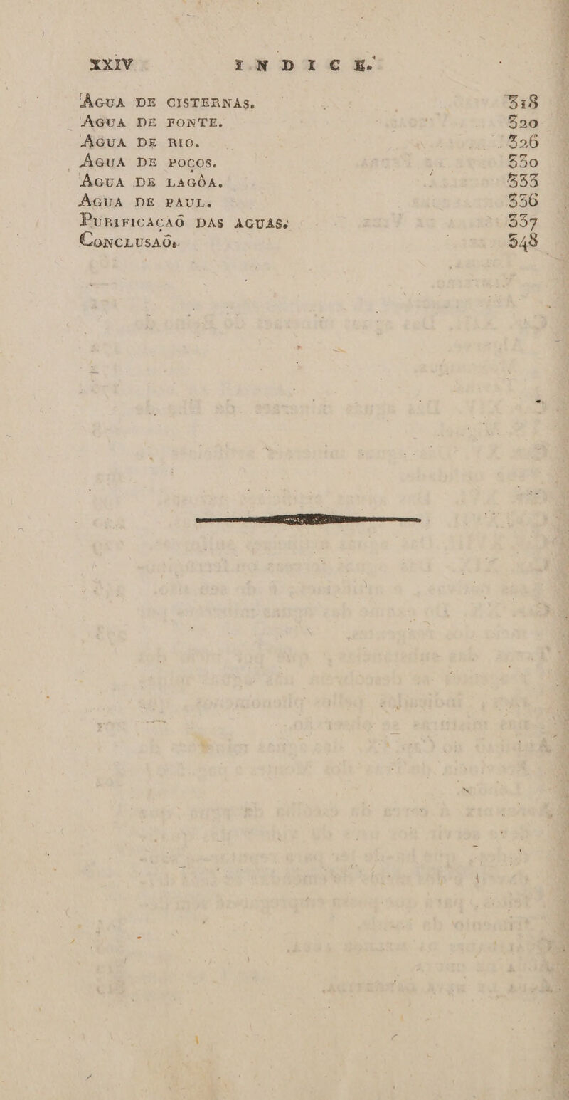XXIV 'ÁcuA * ÁGUA Agua Água Agua Agua DE DE DE DE DE CISTERNAS, FONTE, RIO. POCOS. LAGÔA, PAUL. 520 530 533 356 557 548