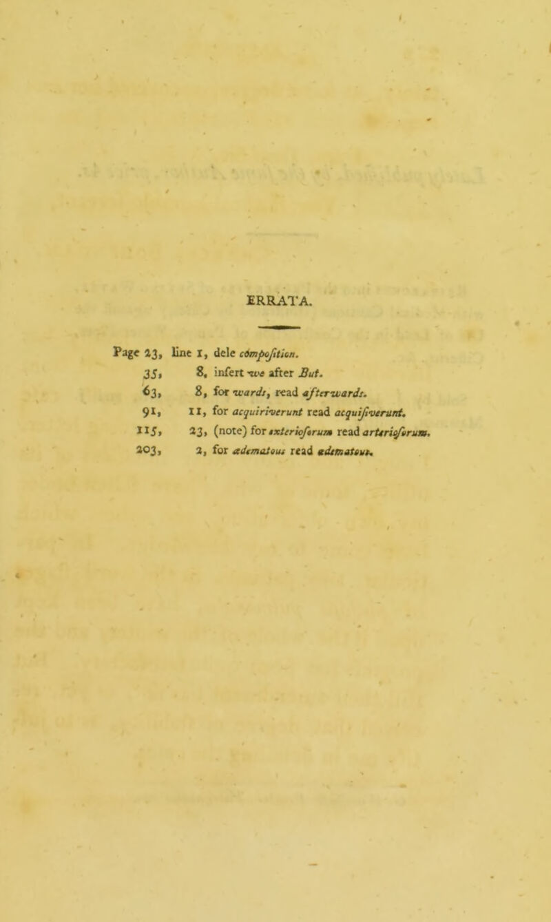 ERRATA. Page 43, 35. *3, 9*. ”5, line I, dele comfiofticn. 8, infert we after But. 8, for ivardi, read afterwards. II, for acquirtverunt read acquifverunt. 43, (note) for txterioftrum read arUrifurum.