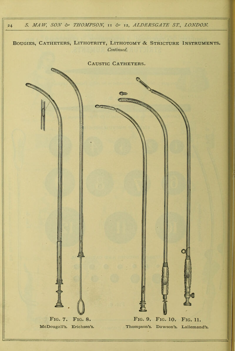 Bougies, Catheters, Lithotrity, Lithotomy & Stricture Instruments. Continued.