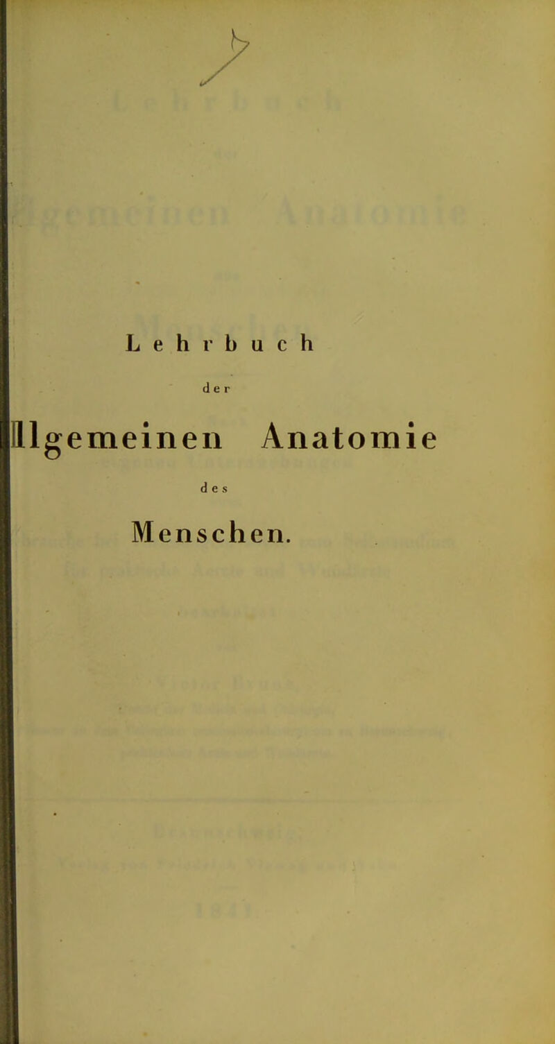 Lehrbuch der emeineii Anatomie des Menschen.