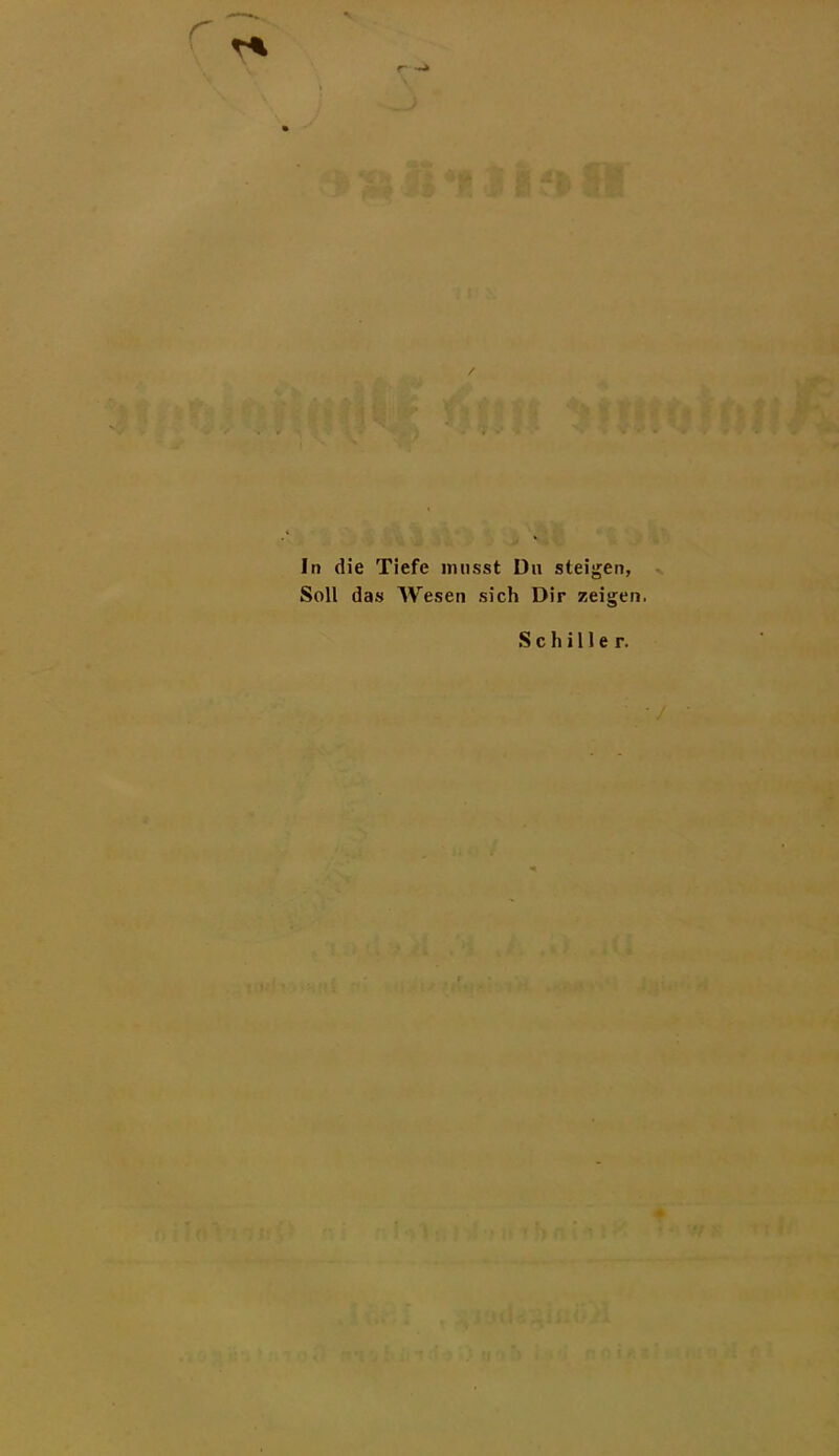 In die Tiefe musst Du steigen, Soll das Wesen sich Dir zeigen.