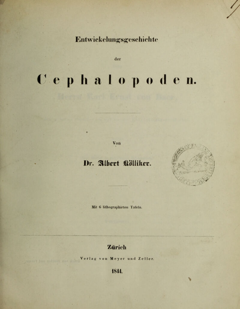 Entwickeluiiü^sfi^eschiclite der (y e p li a I p o <1 e n. Von Dr. SUbart IlHUtkcc. ^0' ' ^ V-.;' •> y.'J ''-s ■ .V i}'l ■ < ;' •V Mil 6 lithographirteii Tafeln. Zürich Verlag von Meyer und Zeller. \ 1844.