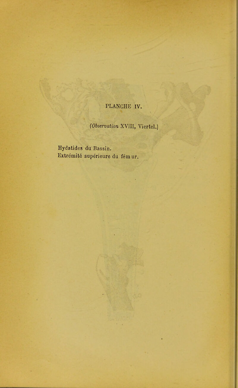 (Observation XVIII, Vier Hydatides du Bassin. Extrémité supérieure du fémur.