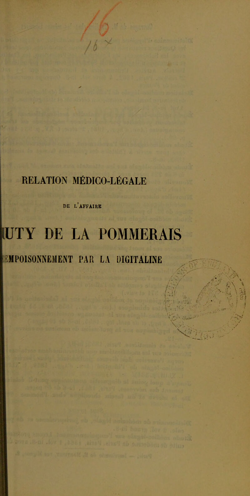 DE l'affaire UTY DE LA POMMERAIS ÎMPOISONNEMENT PAR LA UIGITALIME