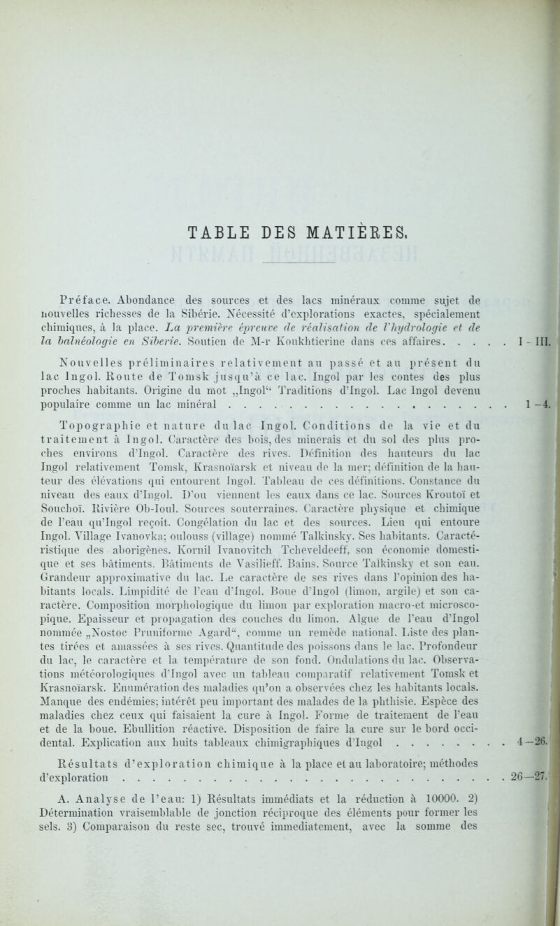ТАВЬЕ ВЕ8 МАТІЕЕЕ8, Ргёіасе. АЬопсІапсе (іе8 зоигсез еі йез Іасз тіпёгаііх соште 8и^е( йе ііоиѵеііез гісЬеззез сіе 1а ВіЪёгіе. Хёсеззііё (ГохрІогаНопз ехасі:08. зрёсіаіетепі с1іітіс]ие8, а 1а ріасе. І.а ргетіего ергеиѵе сіе геа1І8пііоп сіс Гіп/сігоіодіе (Іе 1а Ьпіпёоіодіс еп 8іЬегіе. ЯоиНеп сіо М-г Копкійіегіие сіапв сез аШіігез I- III. Кои ѵе Не 8 ргё1ішіпаіге8 геІаНѵетепІ; а и раззё рі: а и ргёзепі: (іи Іас Іп§о1. Коіие Тошзк ] из да'а се 1а с. Іп^оі раг Іез сопіез (іев ріиз ргосЬез 1іа1л1апі8. Огі^іпе сіи тоі „Іпо-о1'' Тгасііііопв (іІп§о1. І.ас Іп§о1 сіеѵепи рориіаіге сотте ип іас шіпёгаі 1-4. Тороотаріііе рі иаіиго (іиіас Іи§'о1. Сопі1і(:іои8 (1о 1а ѵіе еі; (1и Ігаііешепі; а Іп§о1. Сагасіёге Лез Ьоіз, Лез тіпегаіз еі сіи 80І (Іез ріиз рго- сЬез епѵігопв сГІпо:о1. Сагасіёге сіез гіѵез. ЛёГіпіІюп сіез Ьаиіеигз (1и Іас Іп^^оі геіаііѵетеп^ Тотзк, Кгаяпоіагзк еі иіѵеаи сіе 1а тег; сІёІпііНои (1е 1а Ьаи- Іеиг (Іев ёіёѵаііоиз с^и! еіПоигепІ Іпооі. ТаЫеаи сіе сез ЛёГіпіНопз. Сопвіапсе (1и піѵеаи Лев еаих сГІпооі. І)ои ѵіепиеиі Іез еаих (Іапз се Іас. Воигсез Кгоиіоі еі 8оисЬоі. Кіѵіёге ОЪ-ІоиІ. Йоигсез зоиіеггаіпез. Сагасіёге рііузідие е! сЬіті^ие (1е Геаи (іи'Іп§о1 ге^оіі. Соп^ёіаііоп Ли Іас еі сіез зоигсез. Ілеи ^иі епіоиге Іпо^оі. ѴіПа^е Іѵапоѵка; оиіоизз (ѵі11а,а:е) попітё Таікіизку. 8ез ІіаЬіІаиІз. Сагаеіё- гІ8Іі(|ие сіез аЪогі^ёпез. Копііі Іѵапоѵіісіі ТсІіеѵеЫееГІ', зоп ёсопошіе сІотезН- ^ие еі зез Ьаіітеиіз. Баіітеиіз (1е ѴазіІіеГі. Ваіиз. 8оште ТаІкіпзку еі зои еап. Сггашіеиг арргохітаііѵе сіи Іас. Ье сагасіёге сіе зез гіѵез (Іаиз Горіиіоп ііез 1іа- Ьі(:апІ8 Іосаіз. Ілшріііііё (1е Геаи сГІио:о1. Воие сГІп^^оІ (Іітоп, агоііе) еі: зон са- гасіёге. СотрозіНои тогріюіо^ісіие сіи Іішоп раг ехріогаііои шасго-е! тісгозсо- рі^ие. Ераіззеиг еі ріорао:аНоп сіез соисііез сіи Іітои. Аіочіе сіе Геаи (11по;оІ погашёе „Хозіос Ггипі^огте А^чггсі, сотте ии геикчіе г.аНопаІ. Іл8І:е Лез ріап- Іез Іігёез еі атаззёез а зез гіѵез. ^иаиііпи1е Лез роізнопз Лайз 1е Іас. ГгоіоиЛеиг Мапсріе Лез епЛётіез; іпіёгёі; реи ішрогіапі: Лез таІаЛез Ле 1а рІйЬізіе. Езрёсе Лез таІаЛіез сііег сеих с^и! іаізаіепі 1а сиге а Іп§о1. Гогте Ле Ігаііегаепі: Ле Геаи еі Ле 1а Ьоие. ЕЪиІІШоп гёасііѵе. ВізрозіНои Ле іаіге Іа сиге зиг 1е ЪогЛ оссі- Лепіаі. ЕхрИсаііоп аих 1ті1:8 ІаЫеаих сІііші^гарЬідиез Л'Хп^^о! 4—26. КезиНаи Л'ехр1ога1іоп сЬітісіие а 1а ріасе е1 аи ІаЬогаіоіге; тё(1іоЛез Л'ехр1ога1іоп 26 Вёіегтіпаііоп ѵгаізетЫаЫе Ле ^опс1іоп гёсіргосіие Лез ё1ётеи1:8 роиг Гогтег Іез зеіз. о) Сотрагаізоп Ли гезіе зес, ігоиѵё іттеЛіаІешеиІ, аѵес 1а зотше Лез