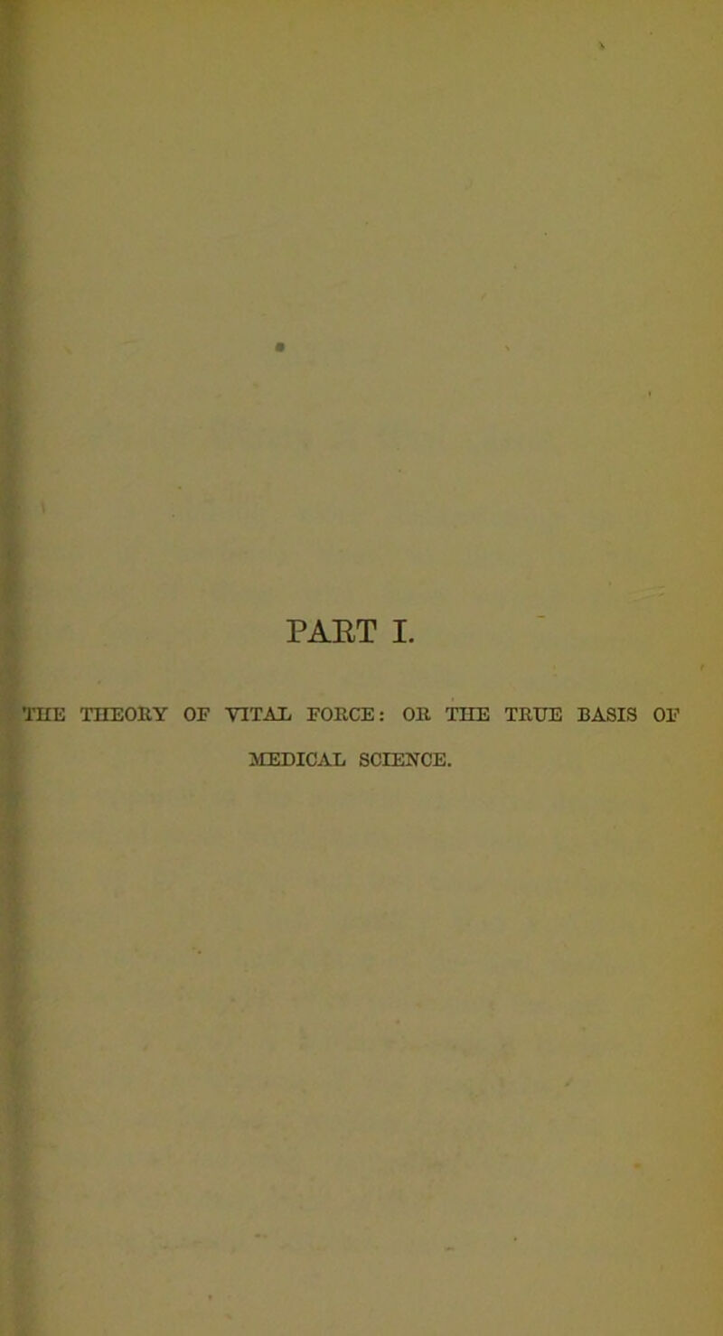 THE THEORY OF VITAL FORCE: OR. THE TRUE BASIS OF MEDICAL SCIENCE.