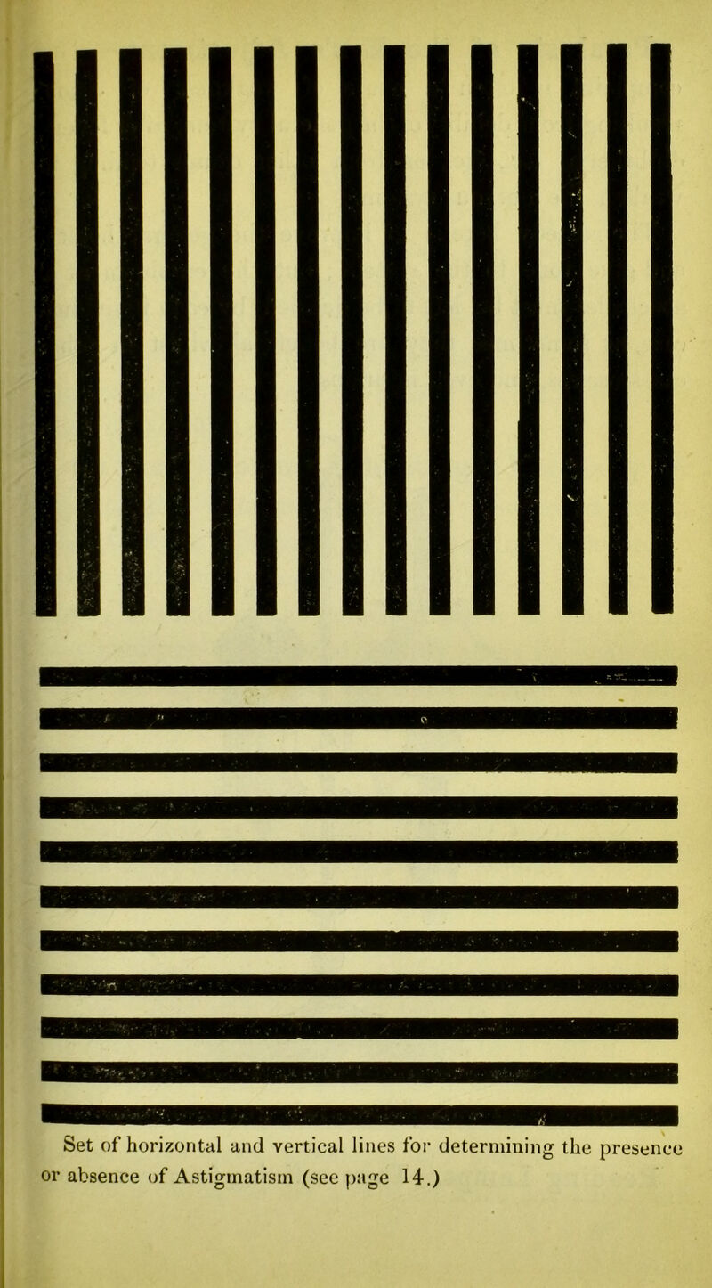 Set of horizontal and vertical lines for determining the presence