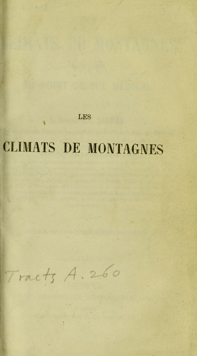 CLIMATS DE MONTAGNES