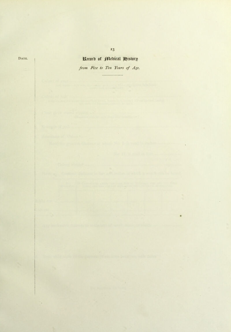 Date. <&rcort> of Jtflrtitral ^istorj) from Five to Ten Years of Age.