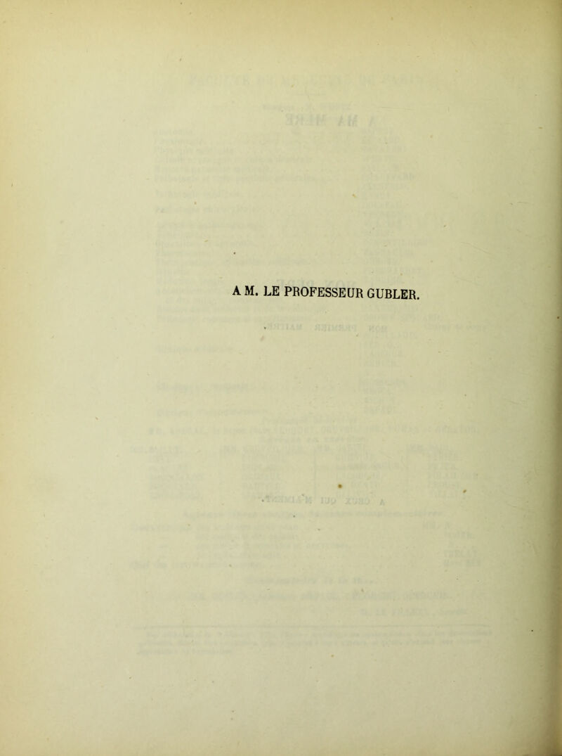 A M. LE PROFESSEUR GUBLER.