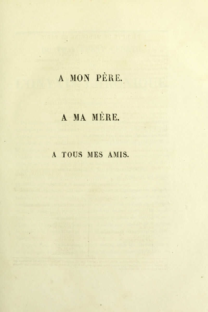 A MON PÈRE. A MA MÈRE. A TOUS MES AMIS.