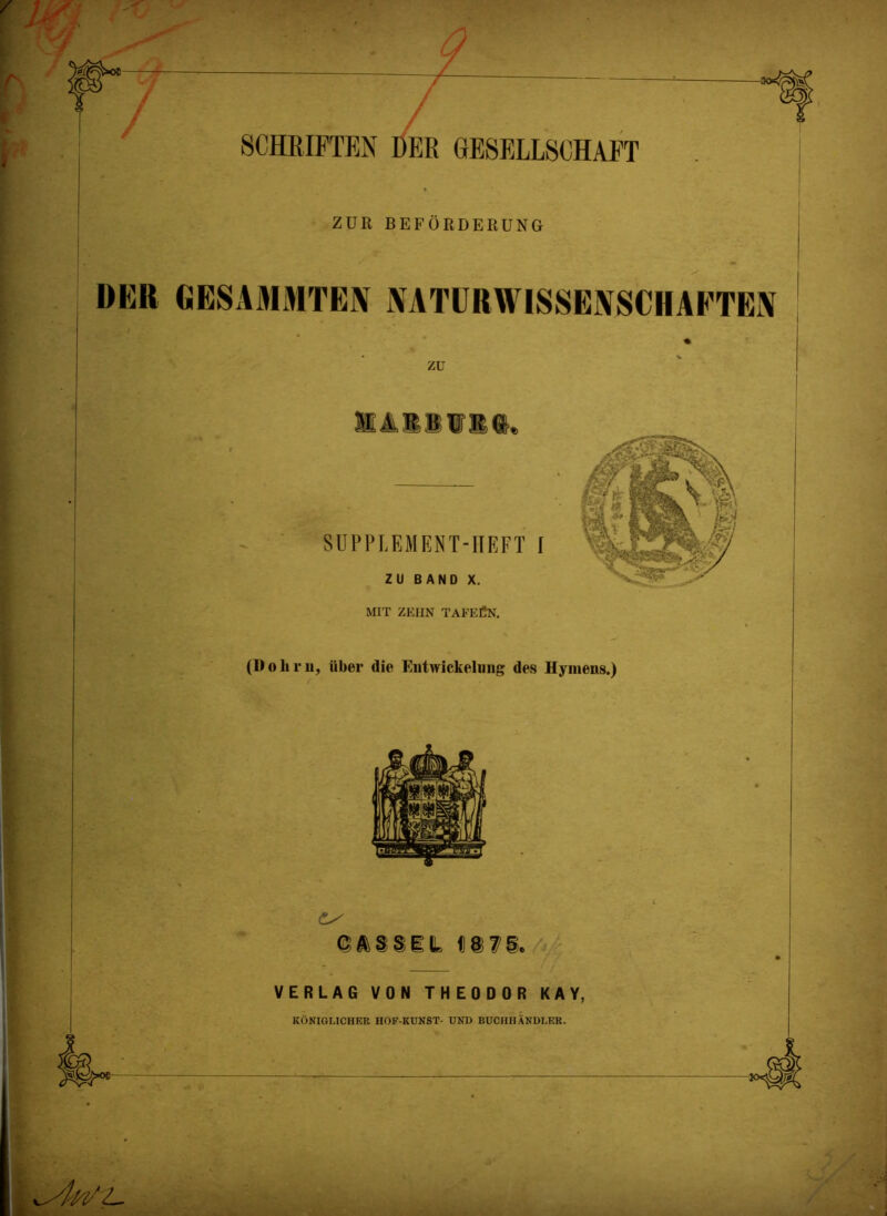 - V. ZUR BEFÖRDERUNG DER GESAMMTEN NATURWISSENSCHAFTEN / % zu (Dohr 11, über die Entwickelung des Hymens.)