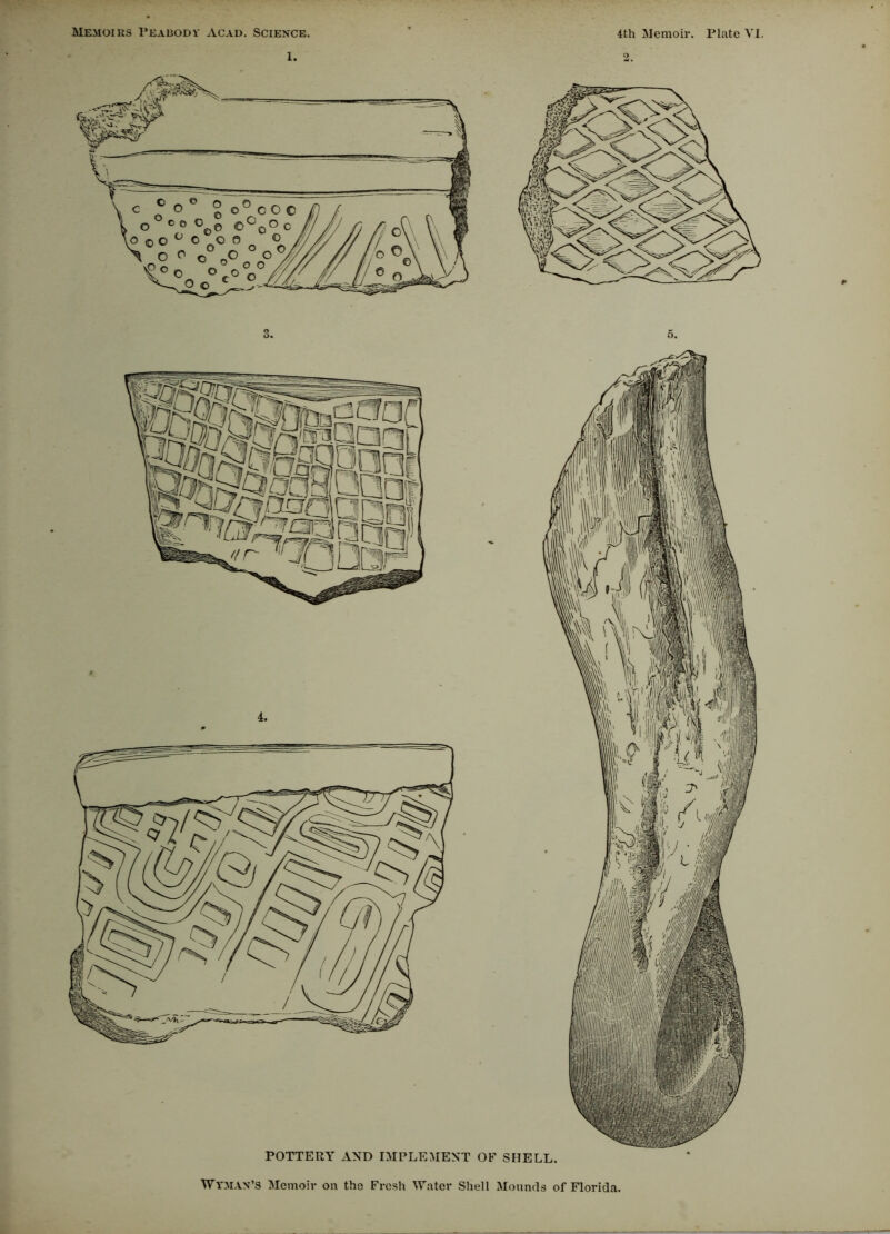 1. 2. POTTERY AND IMPLEMENT OF SHELL.