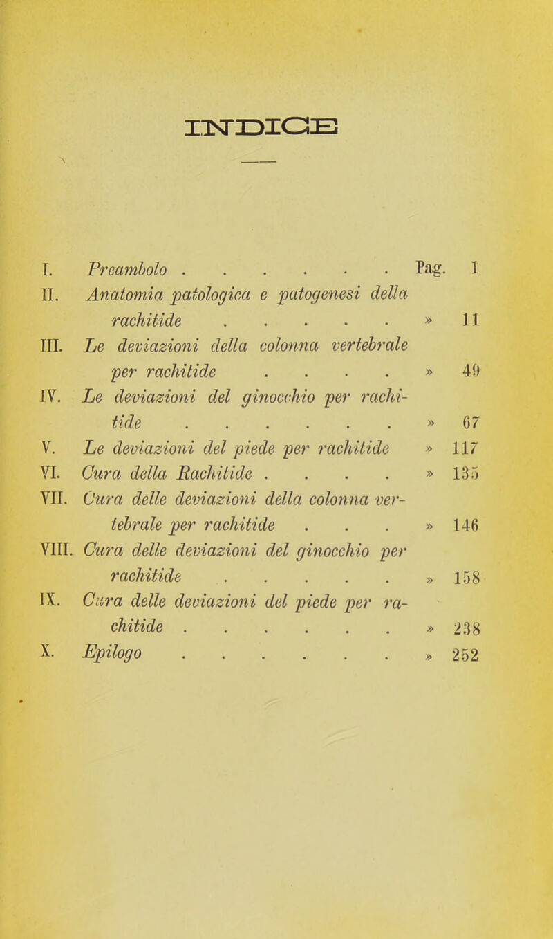 USTIDIGEI I. Preambolo Pag. 1 IL Anatomia patologica e patogenesi della rachitide » 11 III. Le deviazioni della colonna vertebrale per rachitide . . . . » 40 IV. Le deviazioni del ginocchio per rachi- tide » 67 V. Le deviazioni del piede per rachitide » 117 VI. Cura della Rachitide . . . . >>13.) VII. Cura delle deviazioni della colonna ver- tebrale per rachitide . . . » 146 VITI. Cura delle deviazioni del ginocchio per rachitide » 158 IX. Cura delle deviazioni del piede per ra- chitide » 238 X. Epilogo » 252