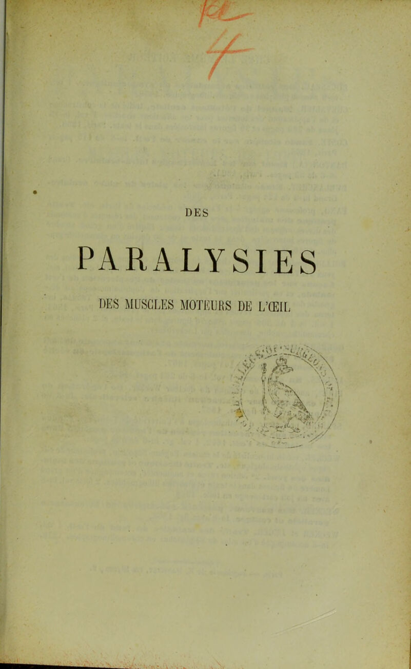 DES PARALYSIES DES MUSCLES MOTEURS DE L’ŒIL