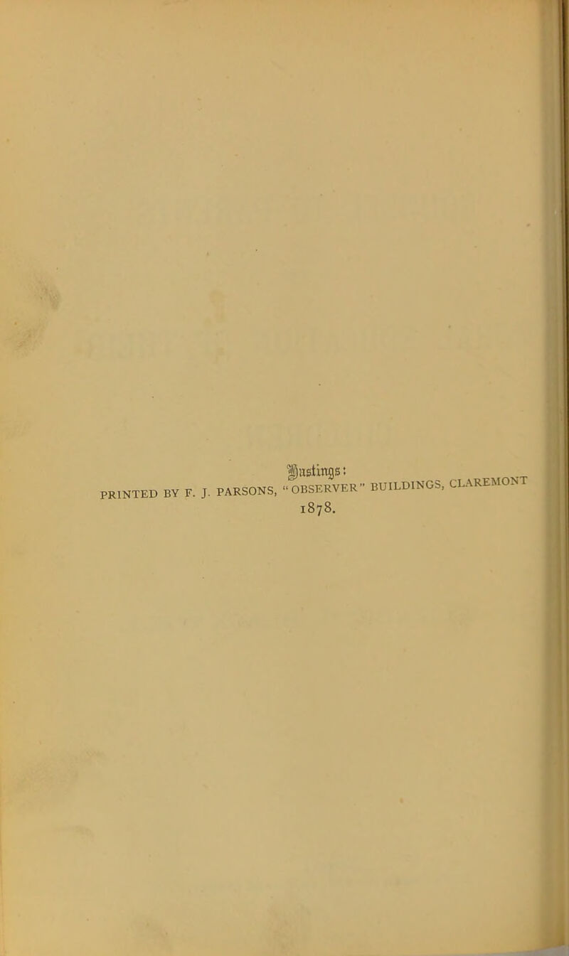 Dustings: PRINTED BY F. J. PARSONS, “ OBSERVER 1878. BUILDINGS, CLAREMONT