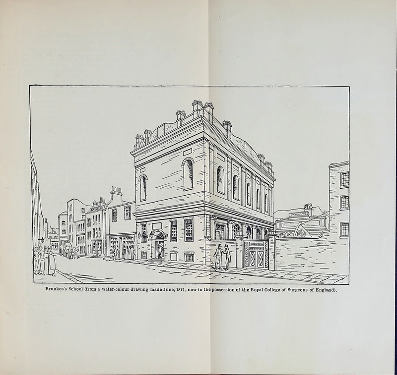 Brookes’8 School (from a water-colour drawing made June, 1817, now in the possession of the Royal College of Surgeons of England).